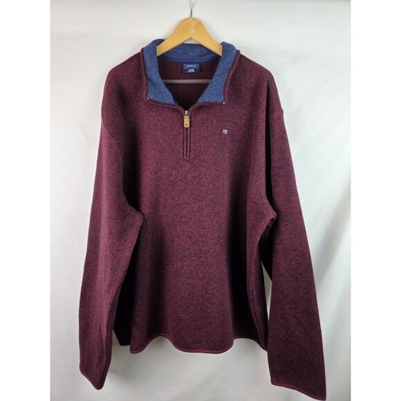 Crown & Ivy Men's Sweatshirt Size XXL Burgundy 1/4 Zip Long Sleeve Fleece Shirt - Picture 1 of 15